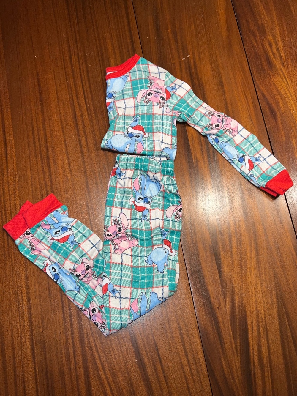 Kids Plaid Stitch Pajama Set Long Sleeve/Pants Winter Christmas